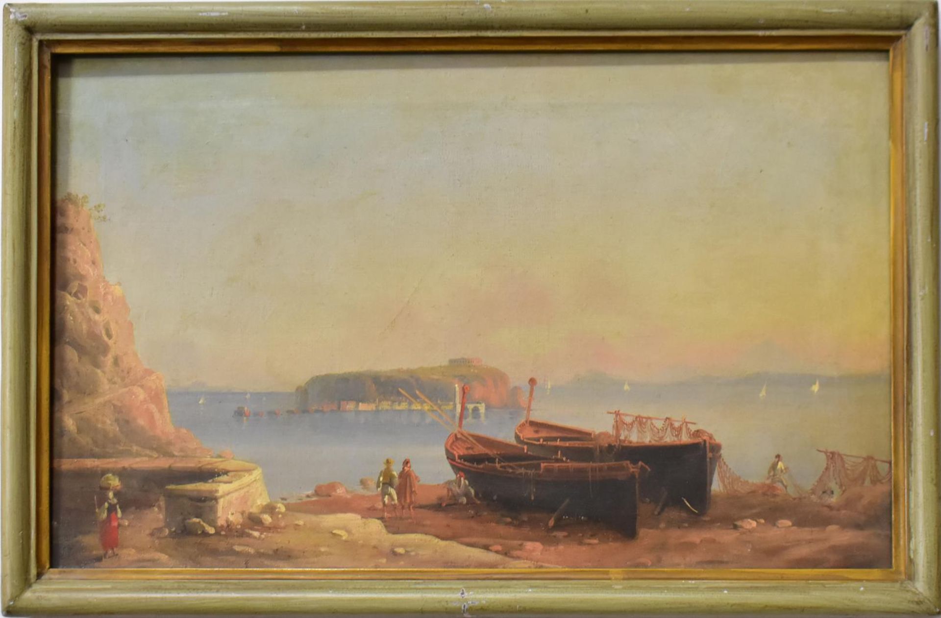 UNBEKANNT. Fischer an der Küste. Öl/Leinwand.