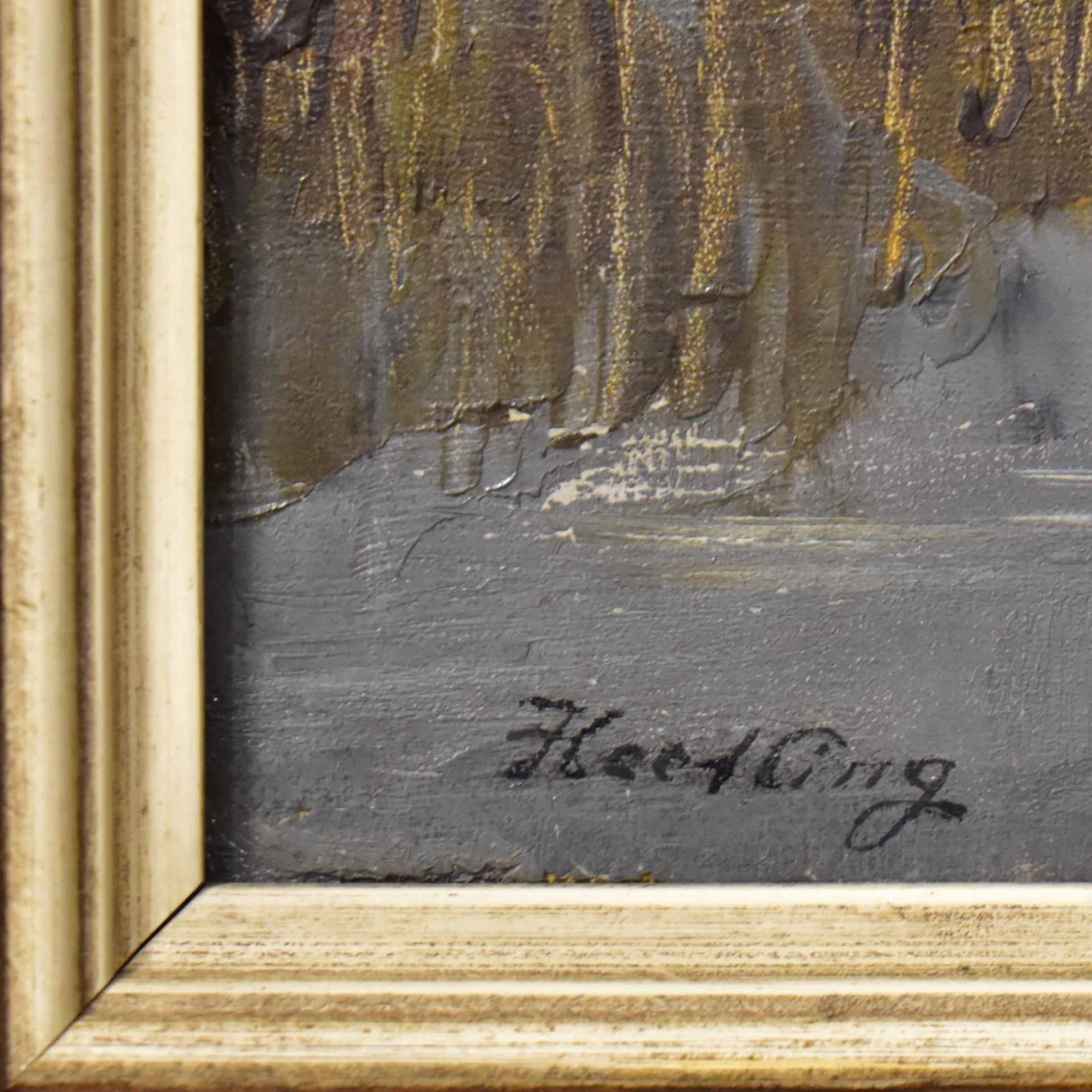 HERTLING, WILHELM JAKOB. Flusslandschaft. Öl/Leinwand. - Bild 2 aus 3