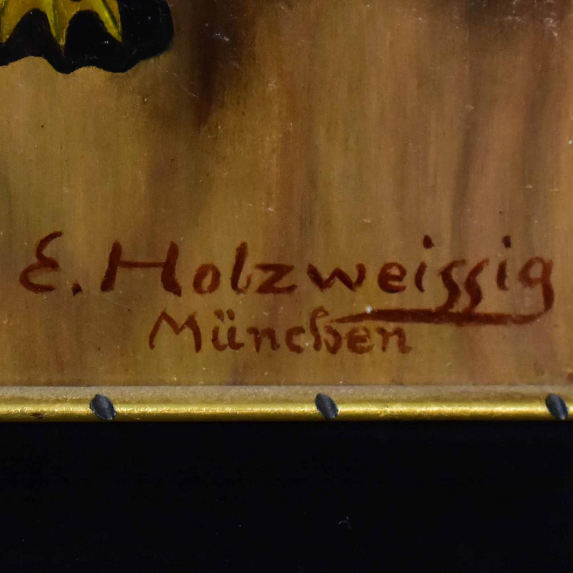 HOLZWEISSIG, ERNST. Vier Schmetterlinge. Öl/Holz. - Bild 2 aus 3