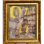 Zwei Kulissenbilder. Süddeutschland, 18./19. Jh. | Aquarell- und Deckfarben, versch. Stoffe und P...