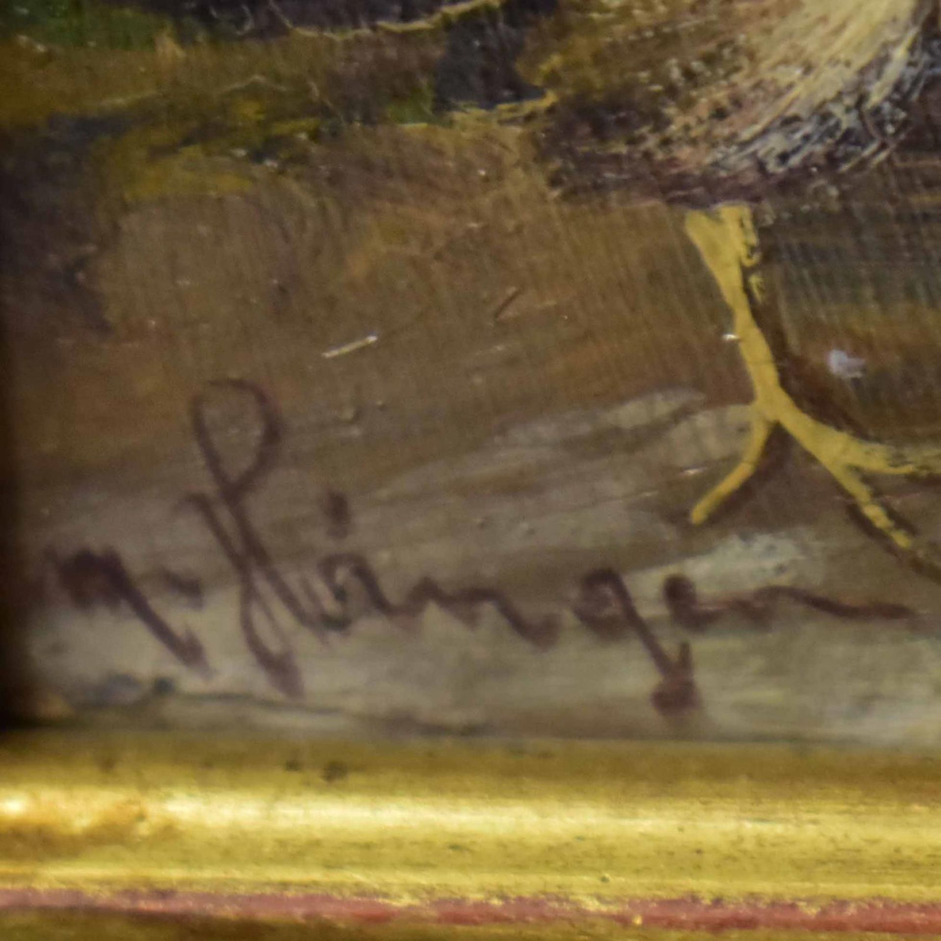 HÄNGER, MAX I. Hühner und Enten. Öl/Holz. - Bild 2 aus 3