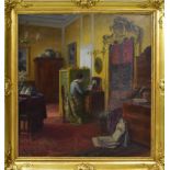 SCHUSTER, KARL MARIA. Atelier des Künstlers. Öl/Leinwand.