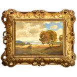 KNOBLOCH, JOSEF ROLF. Herbst im Voralpenland. Öl/Hartfaserplatte.