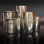 Sechs Becher. Deutschland, Frankreich und Schweden, 20. Jh. | Silber, tlw. innen vergoldet.