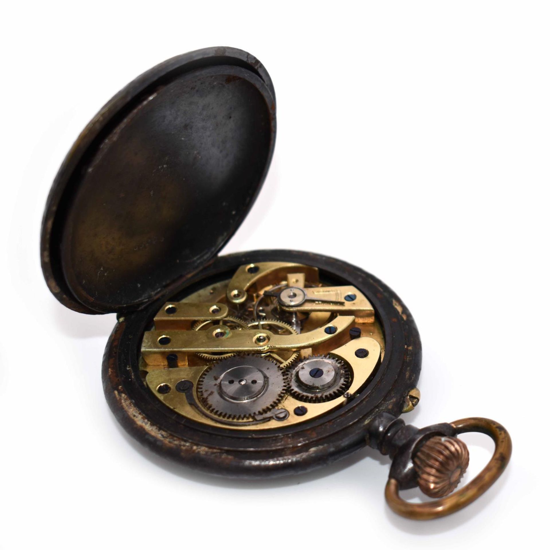 Taschenuhr. Gehäuse und Zwischendeckel Eisen. - Bild 3 aus 3