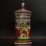 Kurfürstenhumpen. Deutschland, Ende 19./Anfang 20. Jh. | Farbloses Glas, bunter Emaildekor.