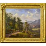 ABBIATI, JULIUS. Landschaft mit Wanderinnen. Öl/Leinwand.