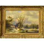 MOREL, JAN EVERT II. Winterlandschaft mit Spaziergängern. Öl/Leinwand.