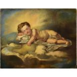 ITALIEN (WOHL). Schlafender Putto. Öl/Leinwand.