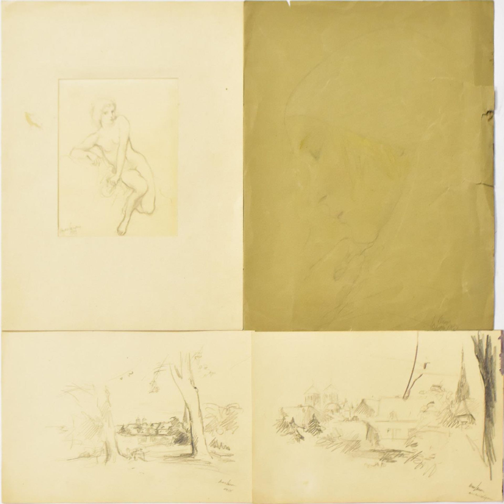LARSEN, OSCAR. Elf Figuren- und Landschaftsstudien. Elf Bleistiftzeichnungen. - Bild 3 aus 3