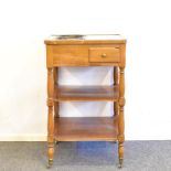 Bartisch. 20. Jh. | Verschiedene Hölzer, tlw. furniert. Messingbeschläge. Marmor. Metall, versilb...