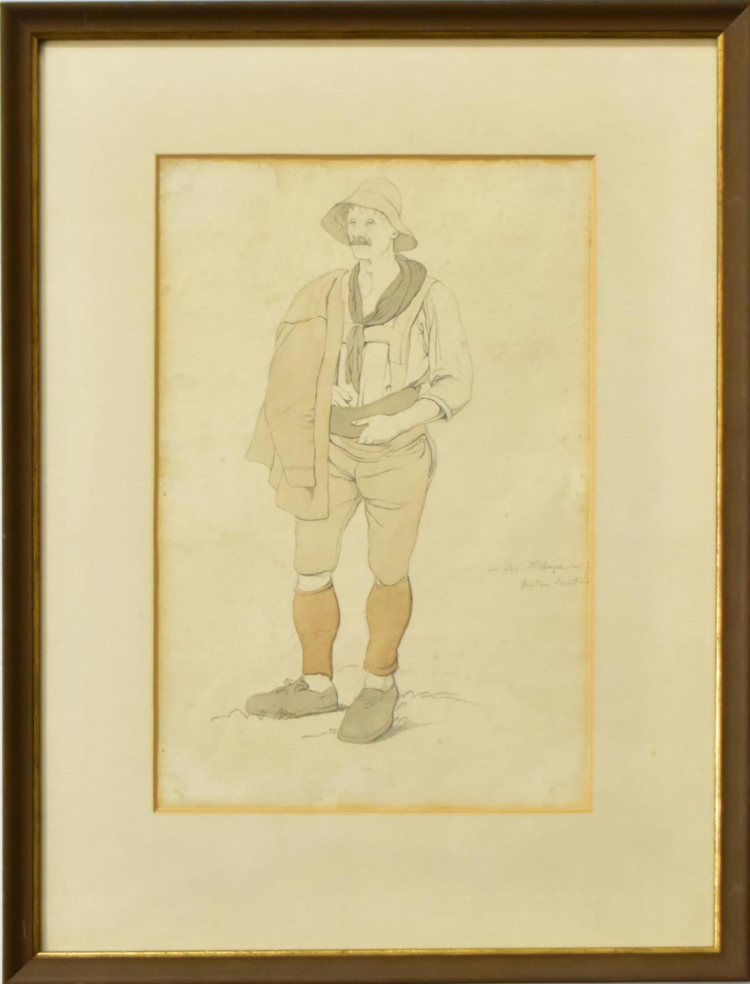 CANTON, GUSTAV JAKOB. Bauer. Aquarell und Bleistift.