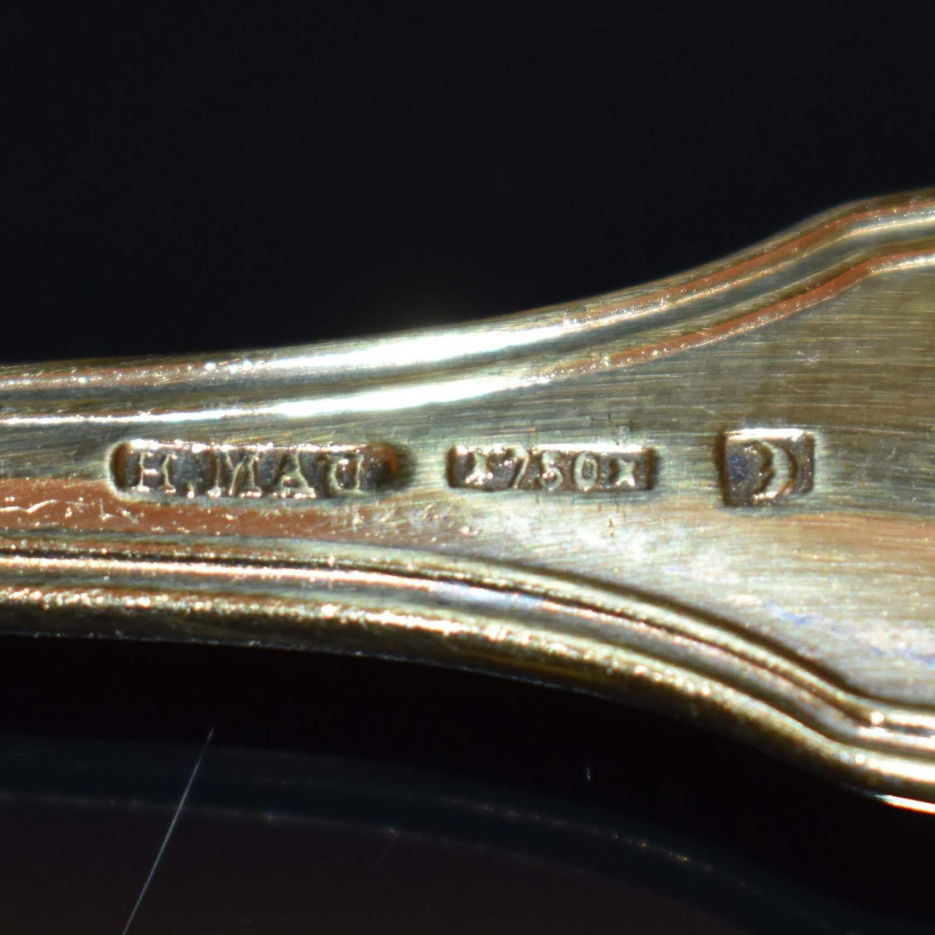 Sechs Löffel. Silber, vergoldet. - Bild 3 aus 3