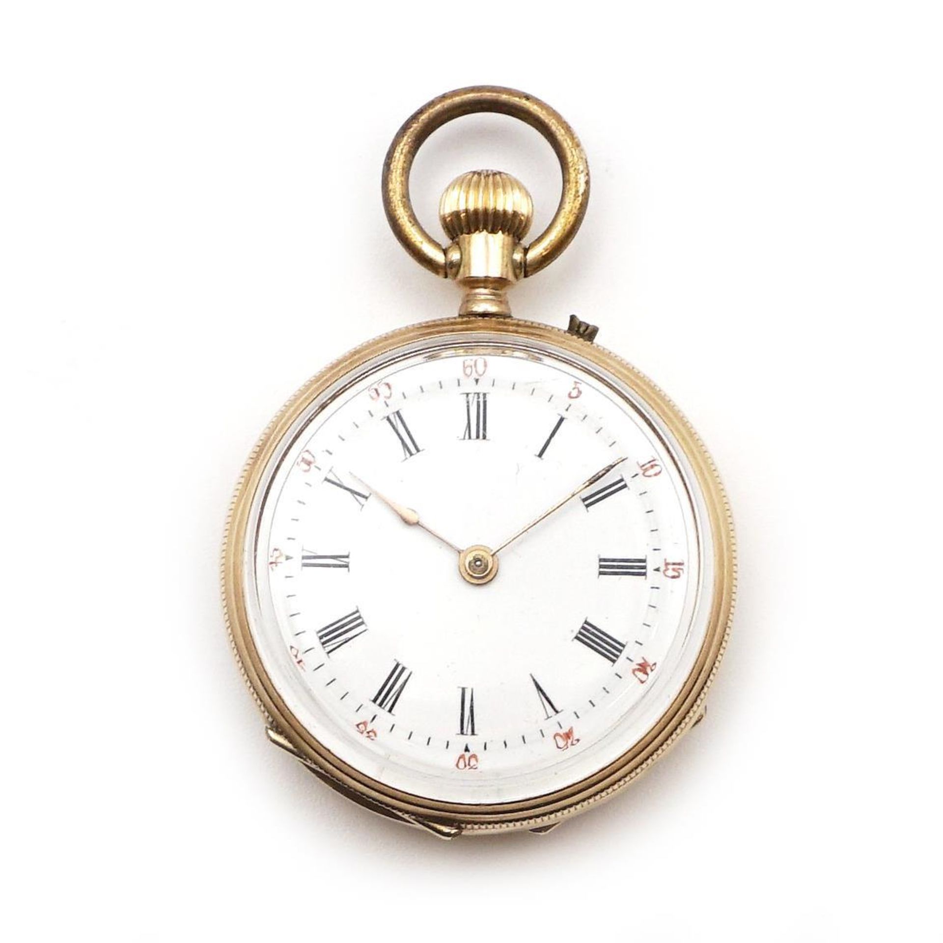 Damen-Taschenuhr. Gehäuse 14 K GG, Zwischendeckel Metall.