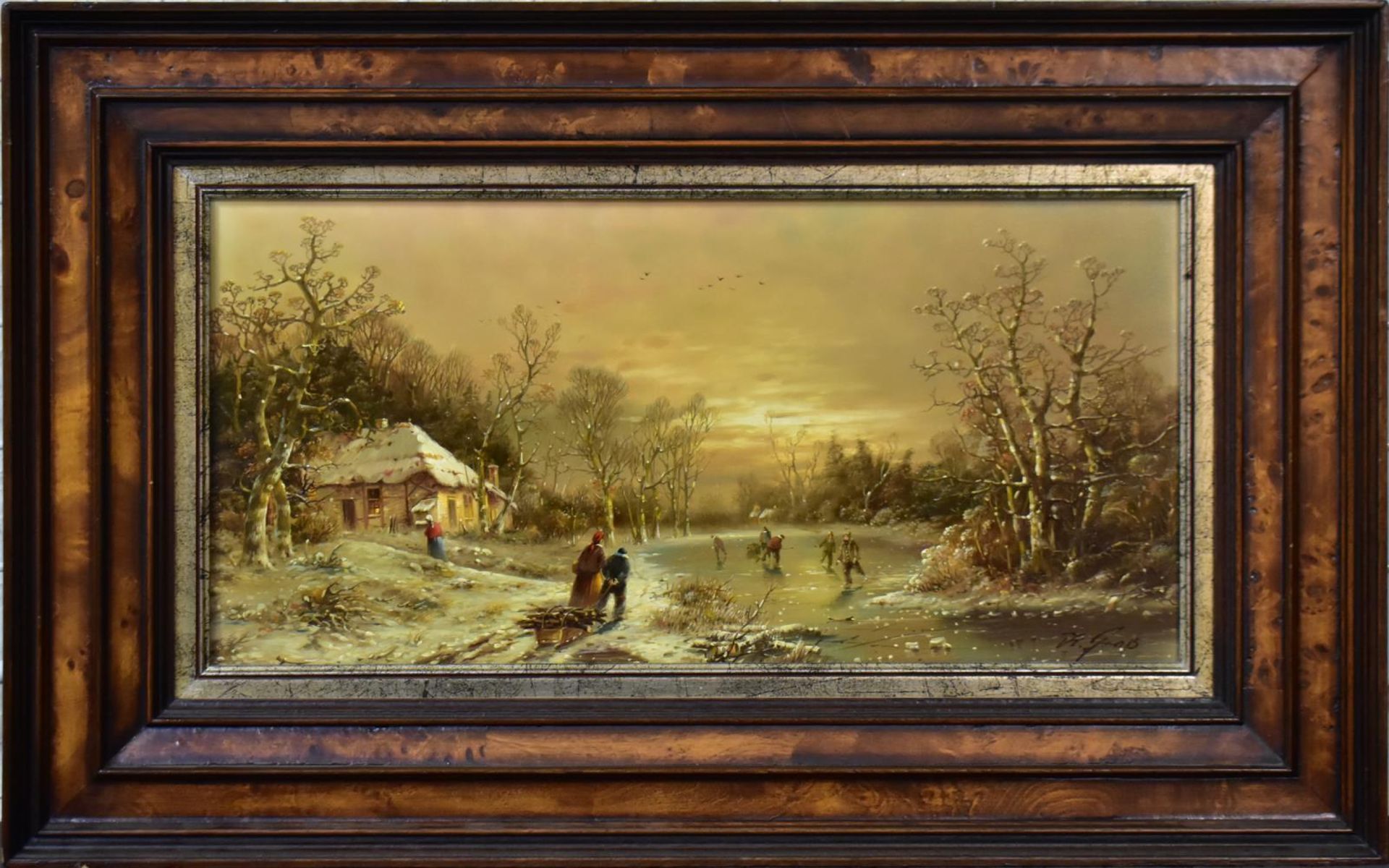 GRAß, HANS. Eisvergnügen. Öl/Holz.