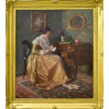 SCHUSTER, KARL MARIA. Der Liebesbrief. Öl/Leinwand.