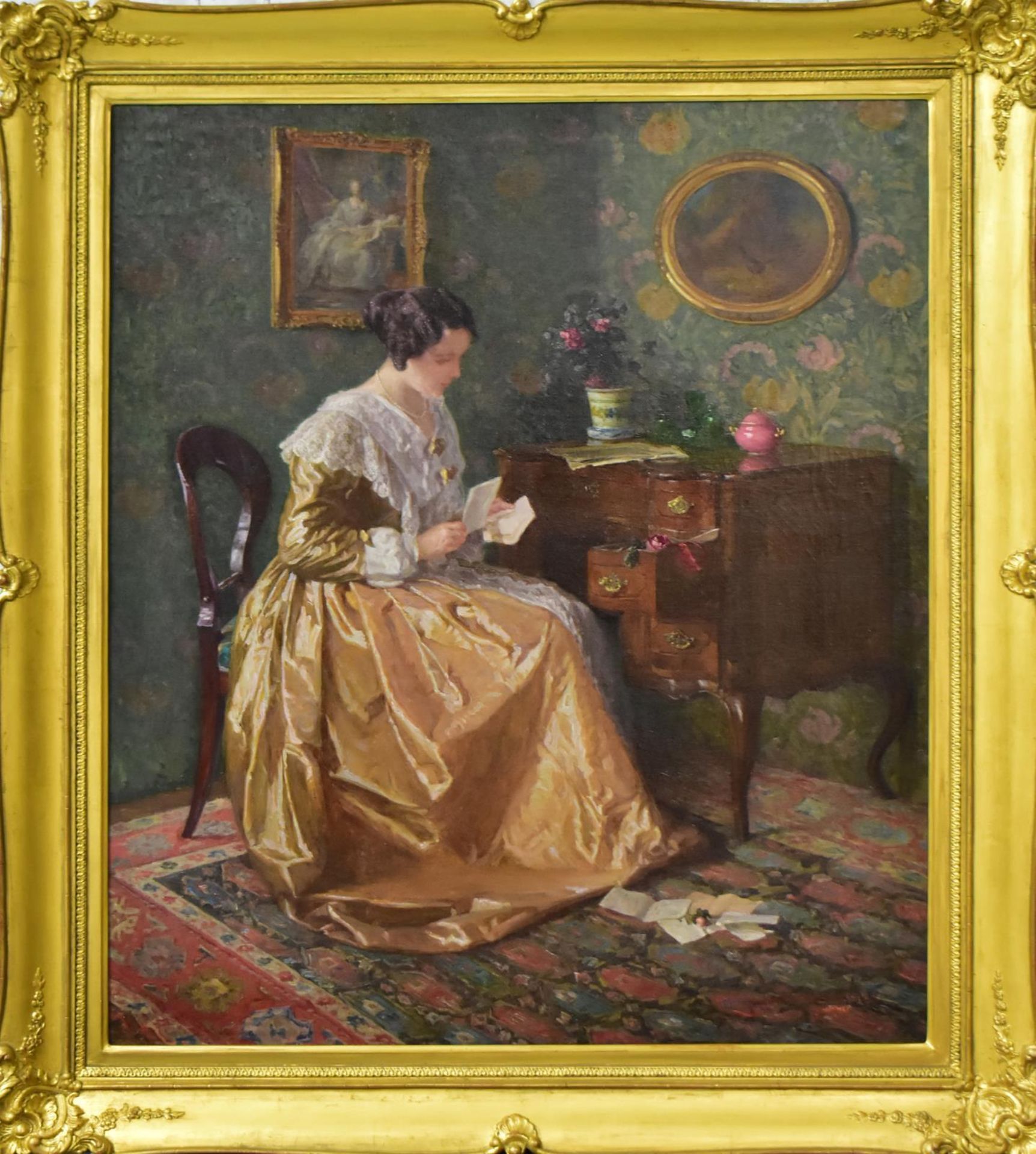 SCHUSTER, KARL MARIA. Der Liebesbrief. Öl/Leinwand.