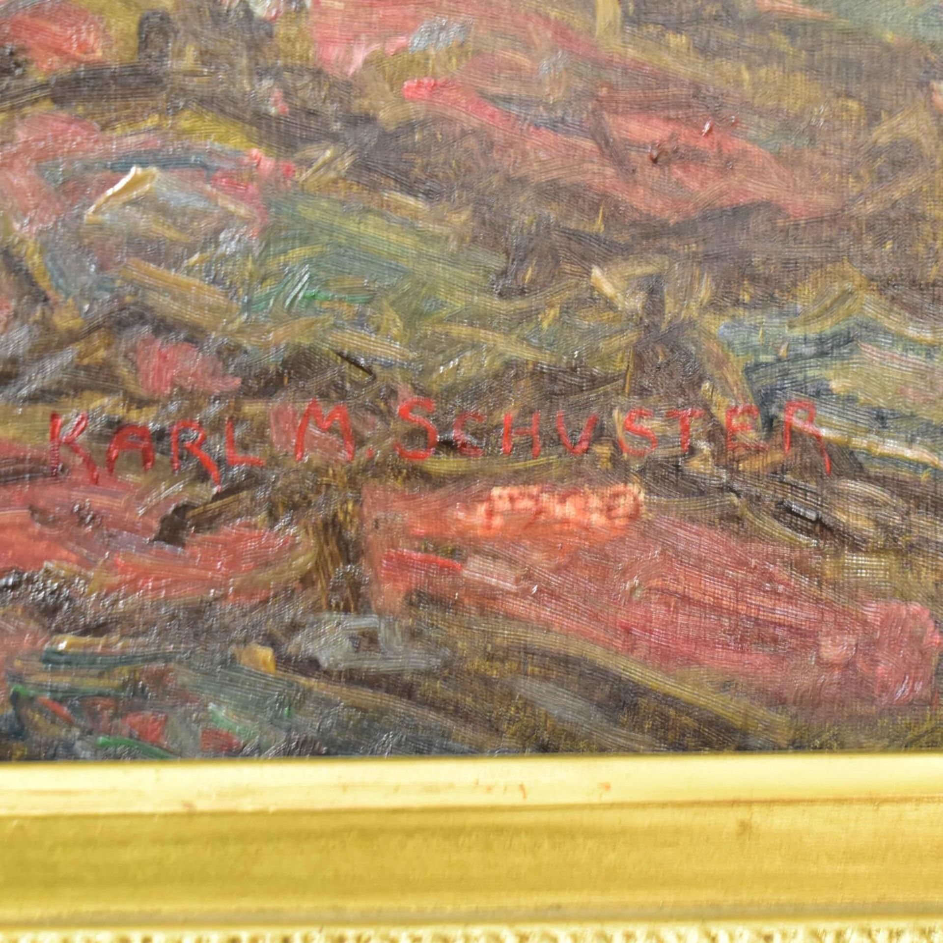 SCHUSTER, KARL MARIA. Der Liebesbrief. Öl/Leinwand. - Bild 2 aus 3