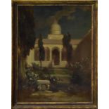 UNBEKANNT. Park mit Säulenhalle. Öl/Leinwand.