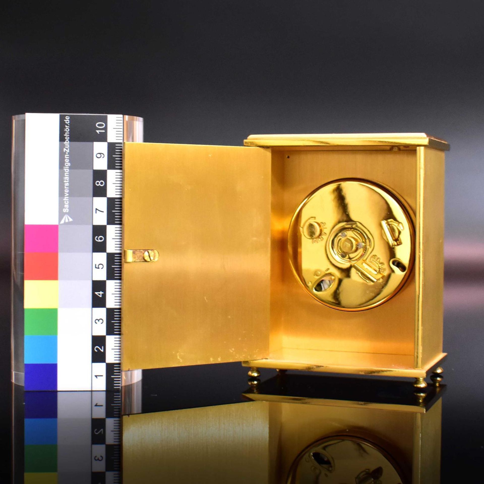 Wecker, Gubelin. Schweiz, 19./20 Jh. | Messing. Glas. - Bild 2 aus 2