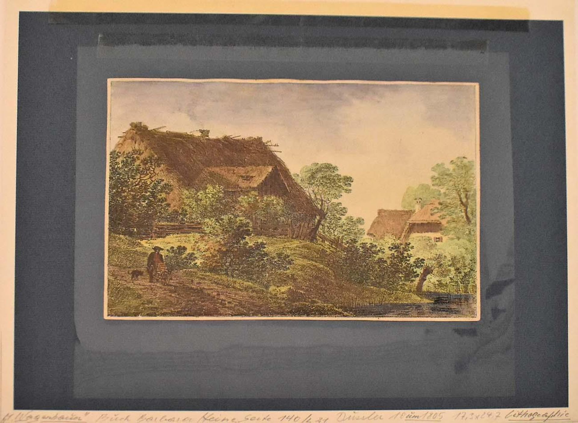 WAGENBAUER, MAX JOSEPH (WOHL). Dorflandschaft. Lithographie, koloriert. - Bild 3 aus 4
