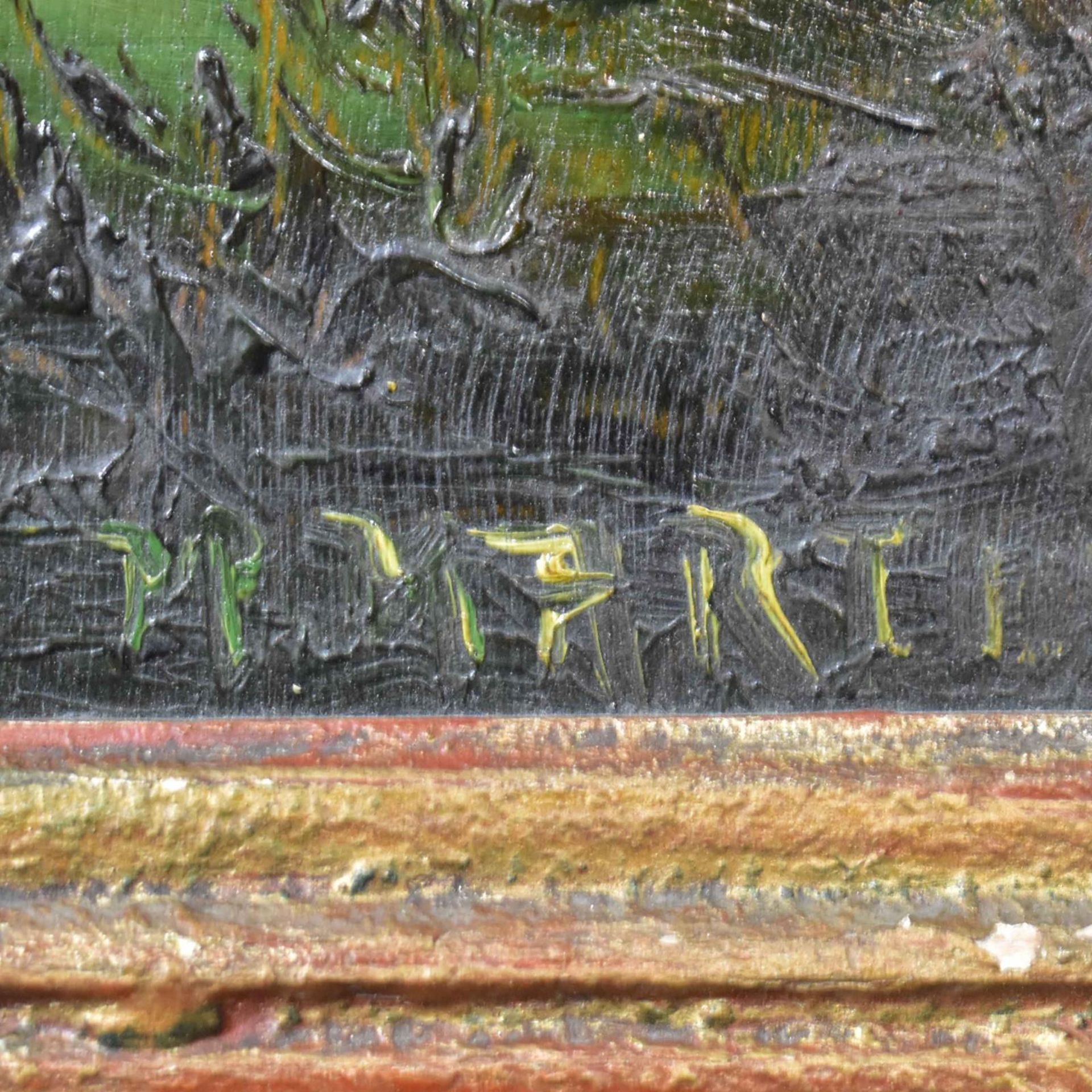 UNBEKANNT. Bäume am Ufer. Öl/Holz. - Bild 2 aus 3