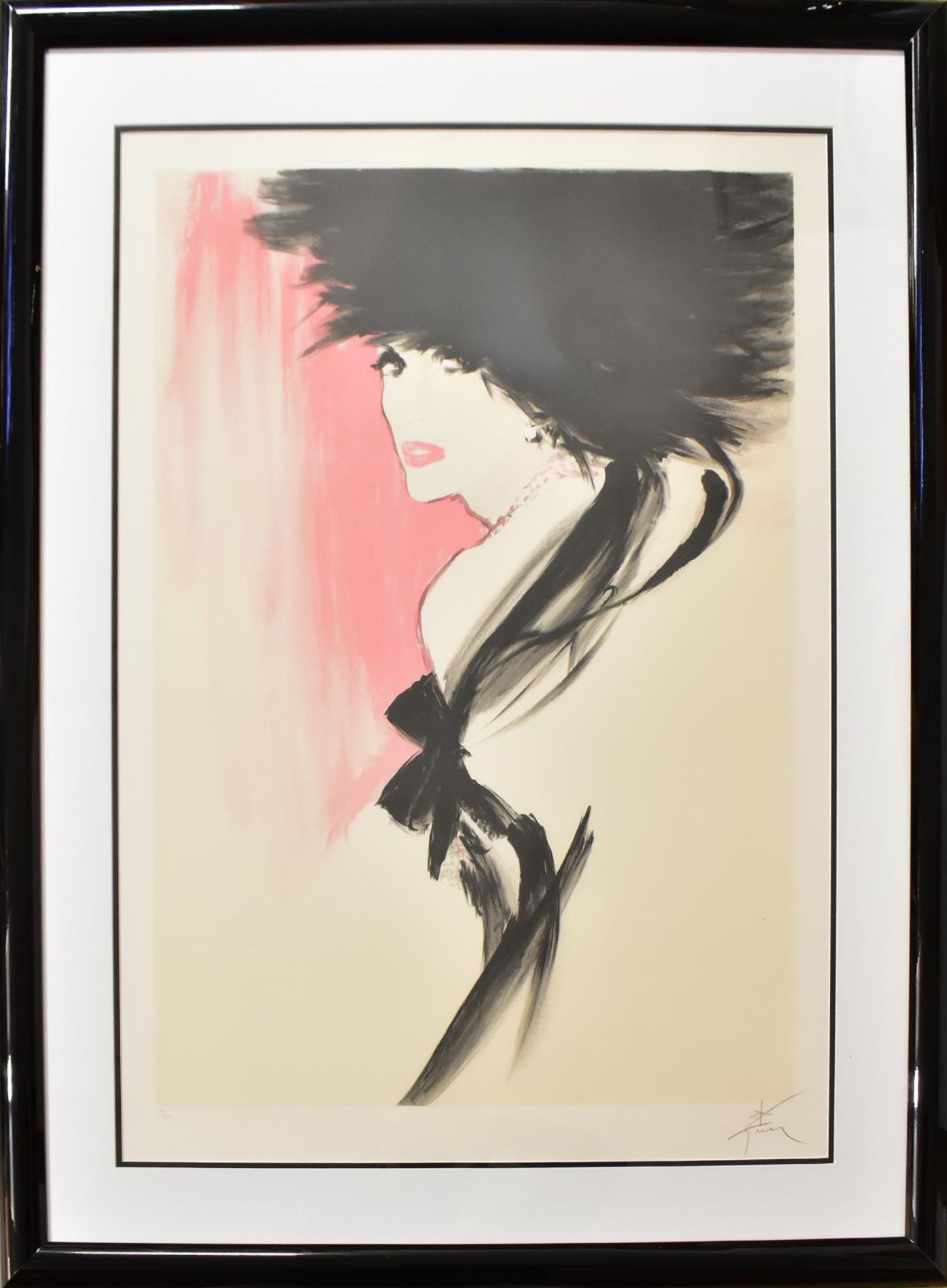 GRUAU, RENÉ. Frau in Schwarz. Farblithographie.