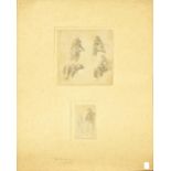 HORSCHELT, THEODOR (?). Figurenstudien. Zwei Bleistiftzeichnungen.