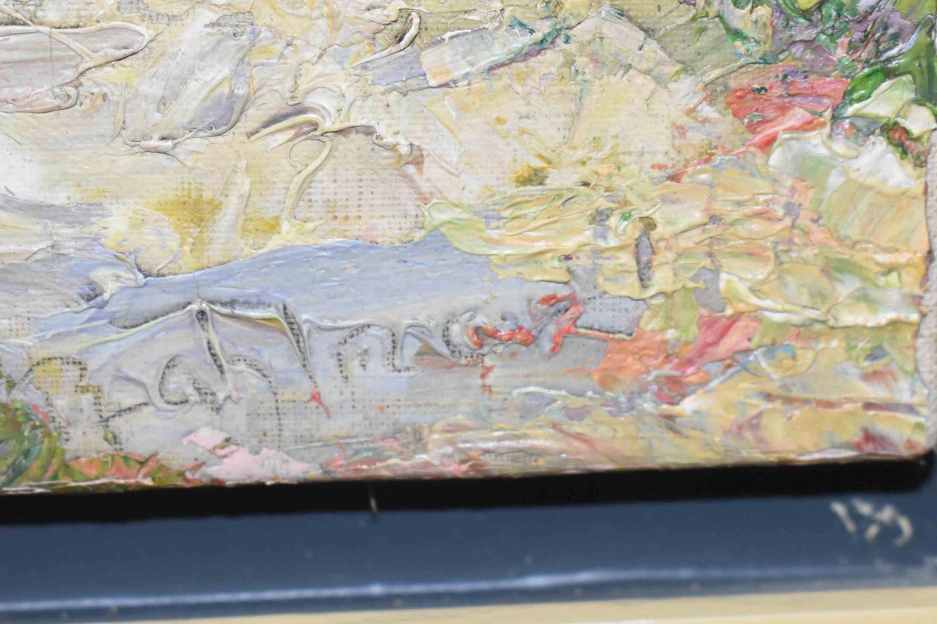 UNBEKANNT. Bauernhaus mit Garten. Öl/Leinwand. - Bild 2 aus 2