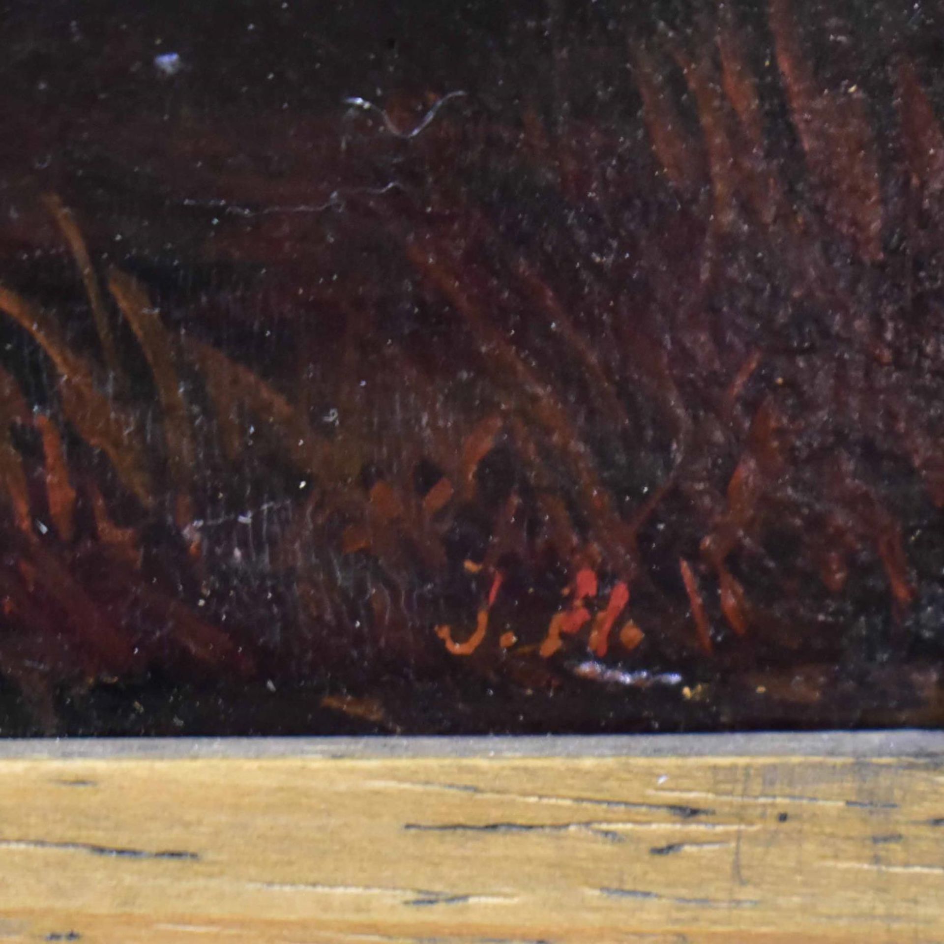 HAHN, JOSEF (?). Kahn im Mondschein. Öl/Karton. - Bild 2 aus 3