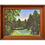 HOSE, H. R.. Pool im Garten. Öl/Leinwand.