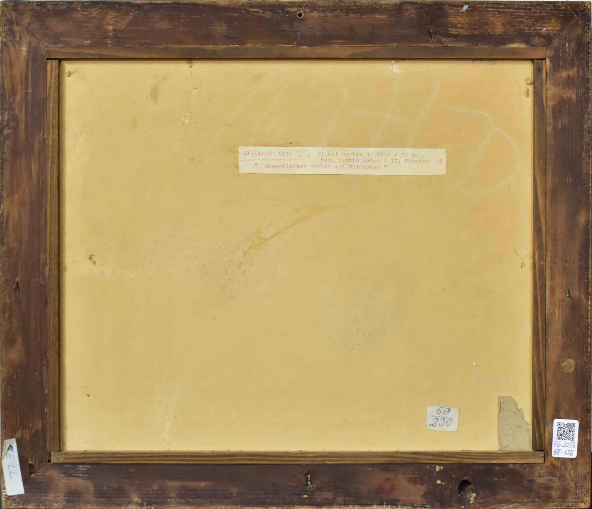 STRÜTZEL, OTTO. Romantischer Weiher mit Wildenten. Öl/Karton. - Bild 3 aus 3