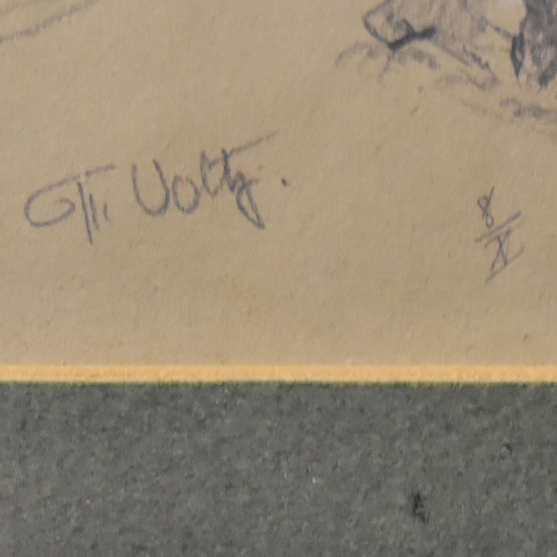 VOLTZ, FRIEDRICH (WOHL). Rastende Kühe. Ein Paar Bleistiftzeichnungen, weiß gehöht. - Bild 2 aus 3