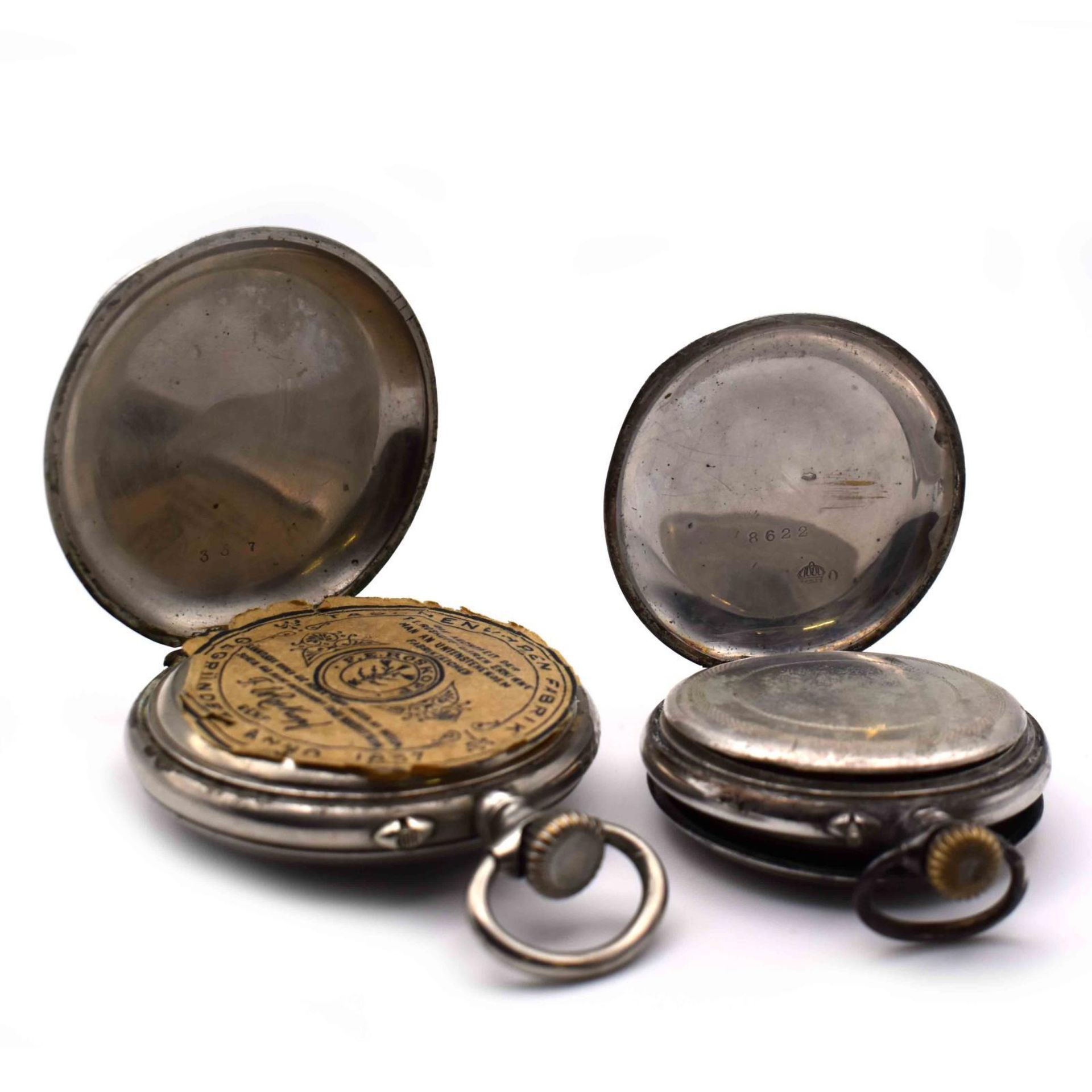 Zwei Taschenuhren. Gehäuse Metall bzw. Silber. - Bild 2 aus 4