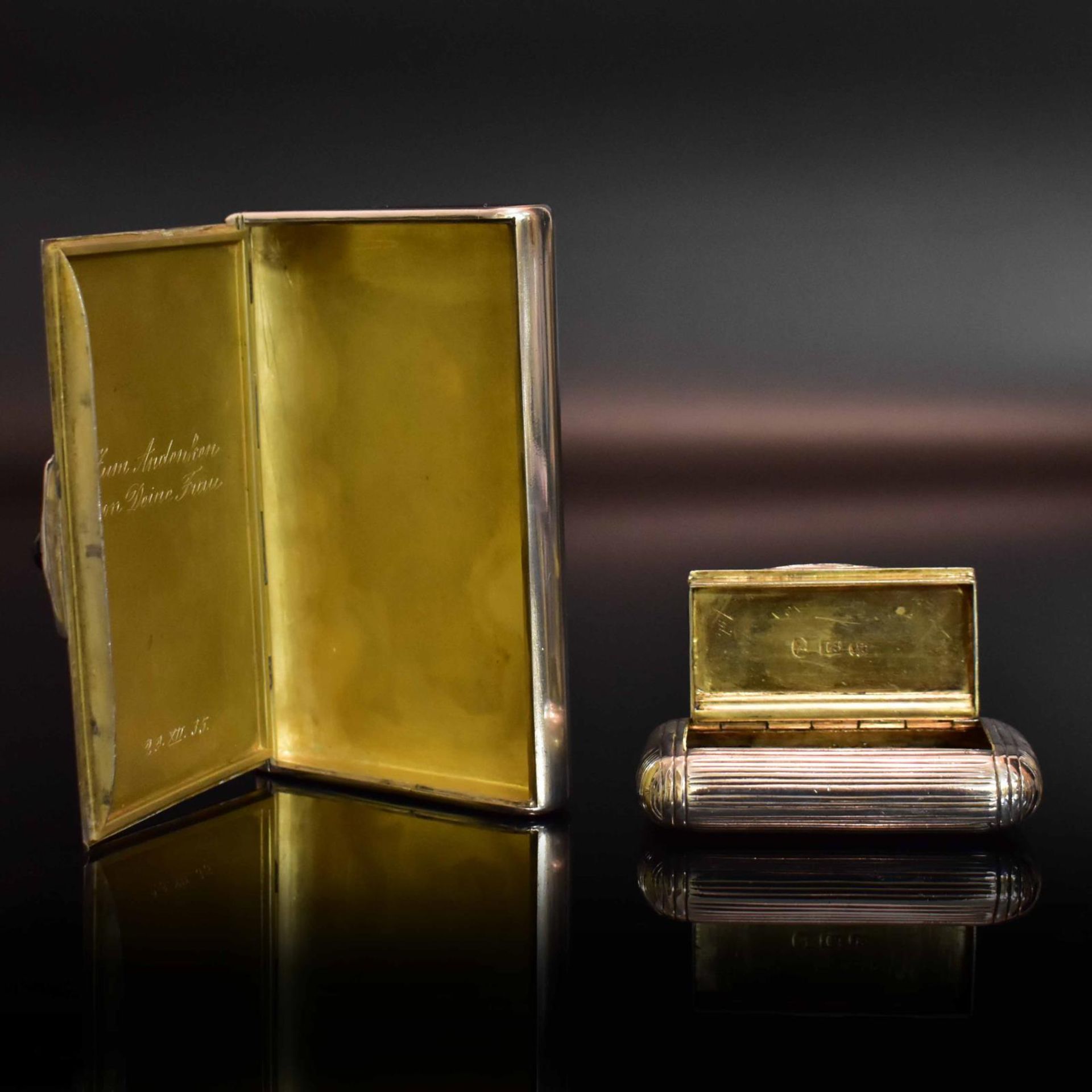 Zwei Dosen. U.a. Birmingham, 1809, John Shaw | Silber, innen vergoldet. - Bild 2 aus 4