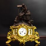 Pendule. Um 1900, Historismus | Gelbguss, tlw. vergoldet. Zinkguss. Email. Glas. Marmor.