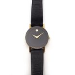 Armbanduhr. Movado, Schweiz | Gehäuse Stahl, tlw. vergoldet, Lederarmband.