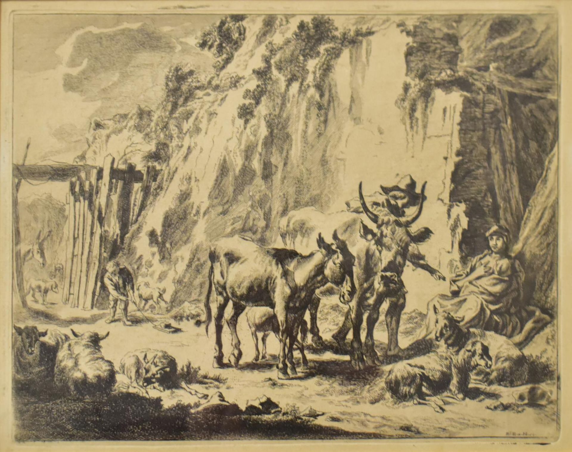 BAECK ALIAS HELDENMUTH, ELIAS (WOHL). Hirte begegnet rastender Mutter / Rastende Herde mit Hirten... - Bild 3 aus 3