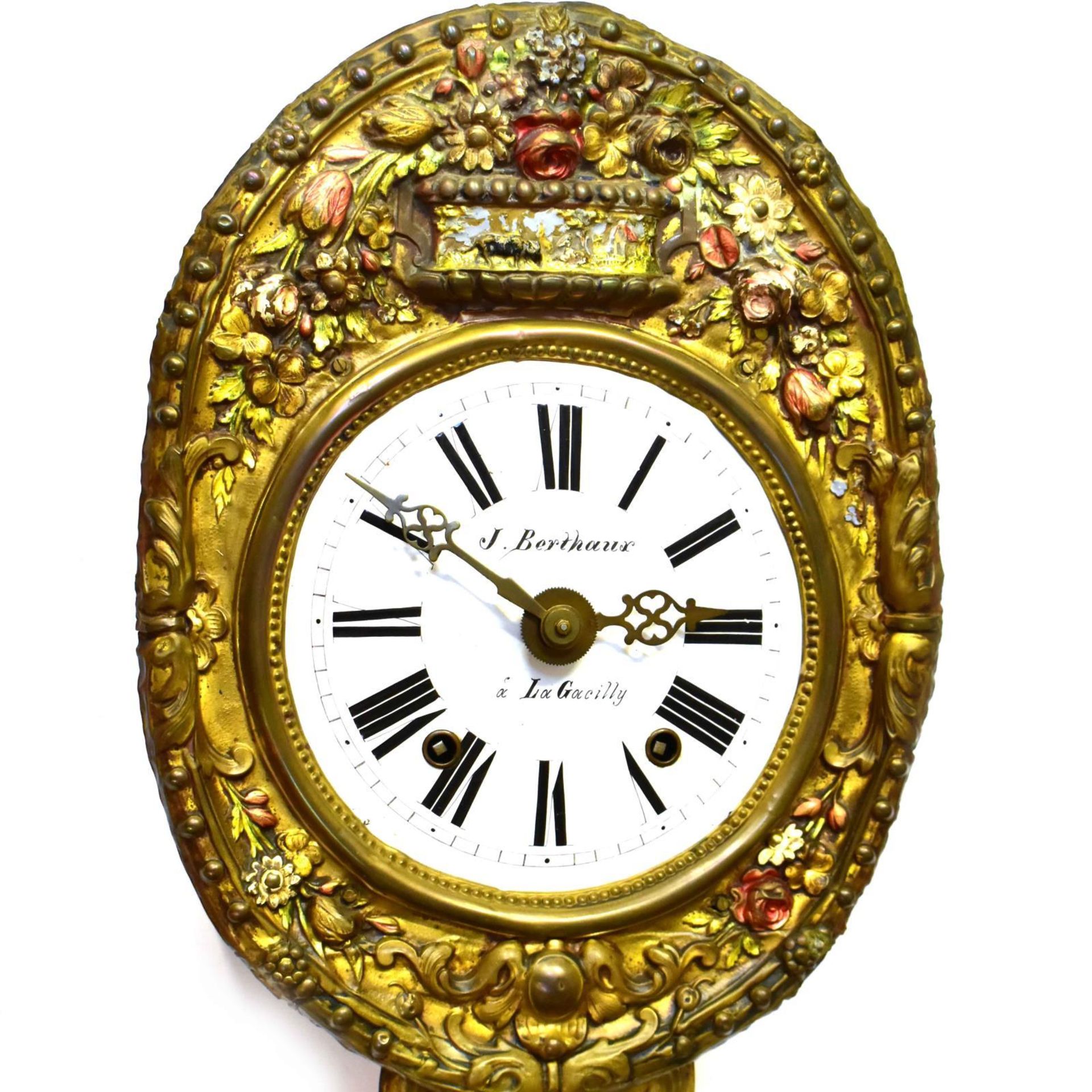 Comtoise. (wohl) La Gallicy, Frankreich, (wohl) 19. Jh. | Blech, Gold- und Farbfassung. Verschied... - Bild 2 aus 6