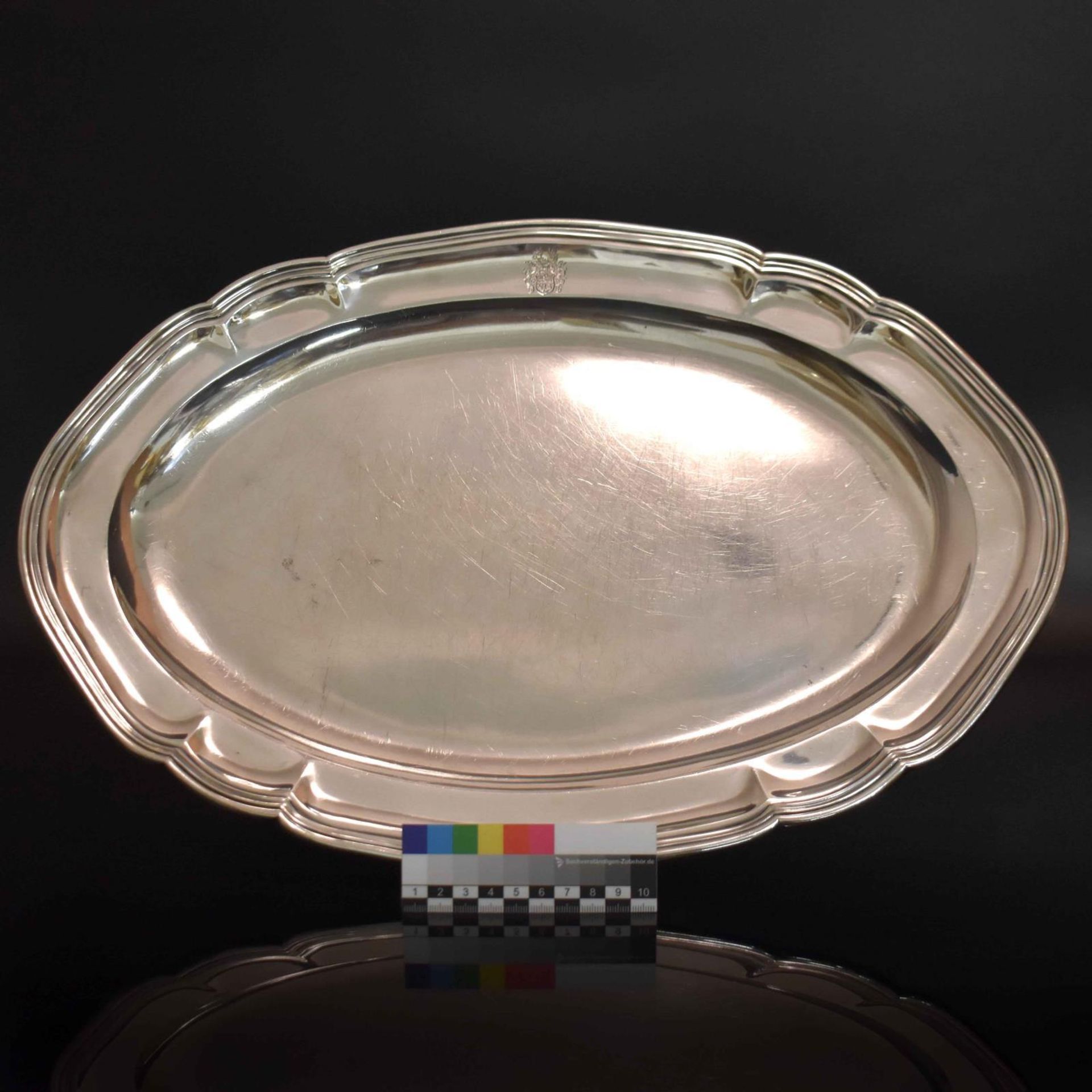 Ovale Platte. Düsseldorf, 20. Jh., Vereinigte Silberwarenfabriken | Silber. - Bild 3 aus 4