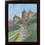 MONOGRAMMIST:IN "CG". Die Kobolzeller Steige in Rothenburg. Pastell.