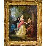 GAISSER, JAKOB EMANUEL. Die Prophezeihung (Zwei vornehme Damen bei einer Wahrsagerin). Öl/Leinwand.