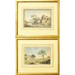 HAGNAUER, A. E.. Zwei Dorfansichten. Ein Paar Aquarelle.