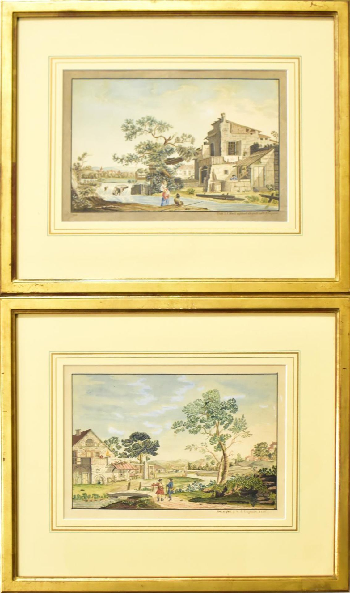 HAGNAUER, A. E.. Zwei Dorfansichten. Ein Paar Aquarelle.