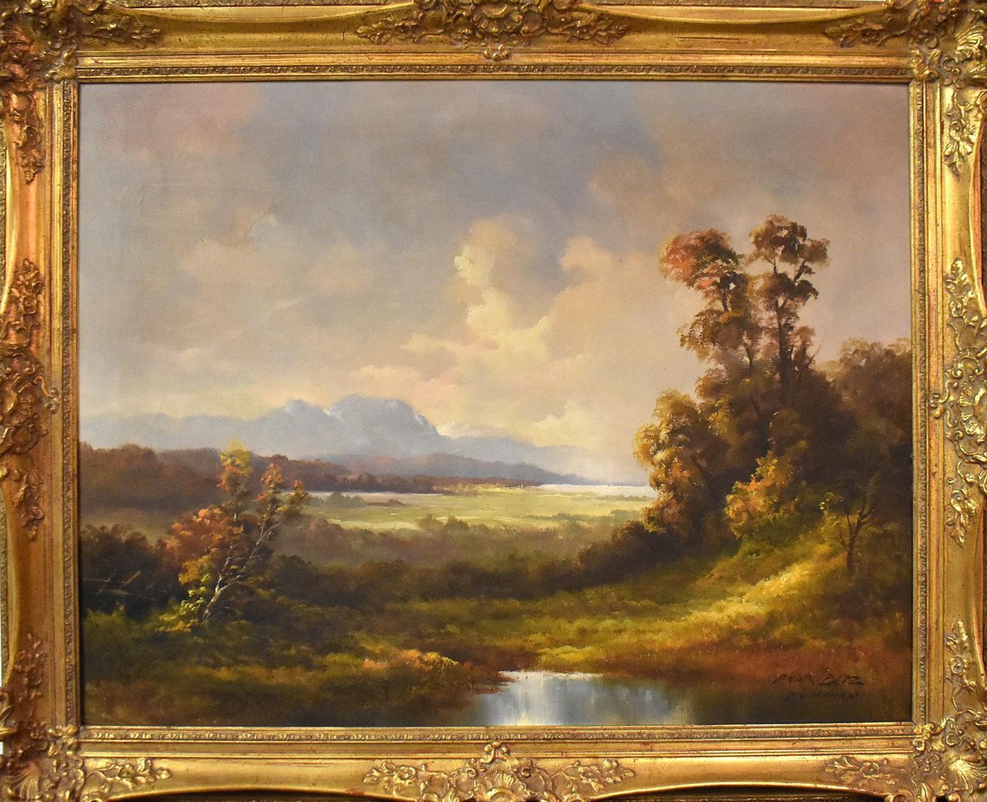 BETZ, ANDREAS. Im Alpenvorland. Öl/Leinwand.