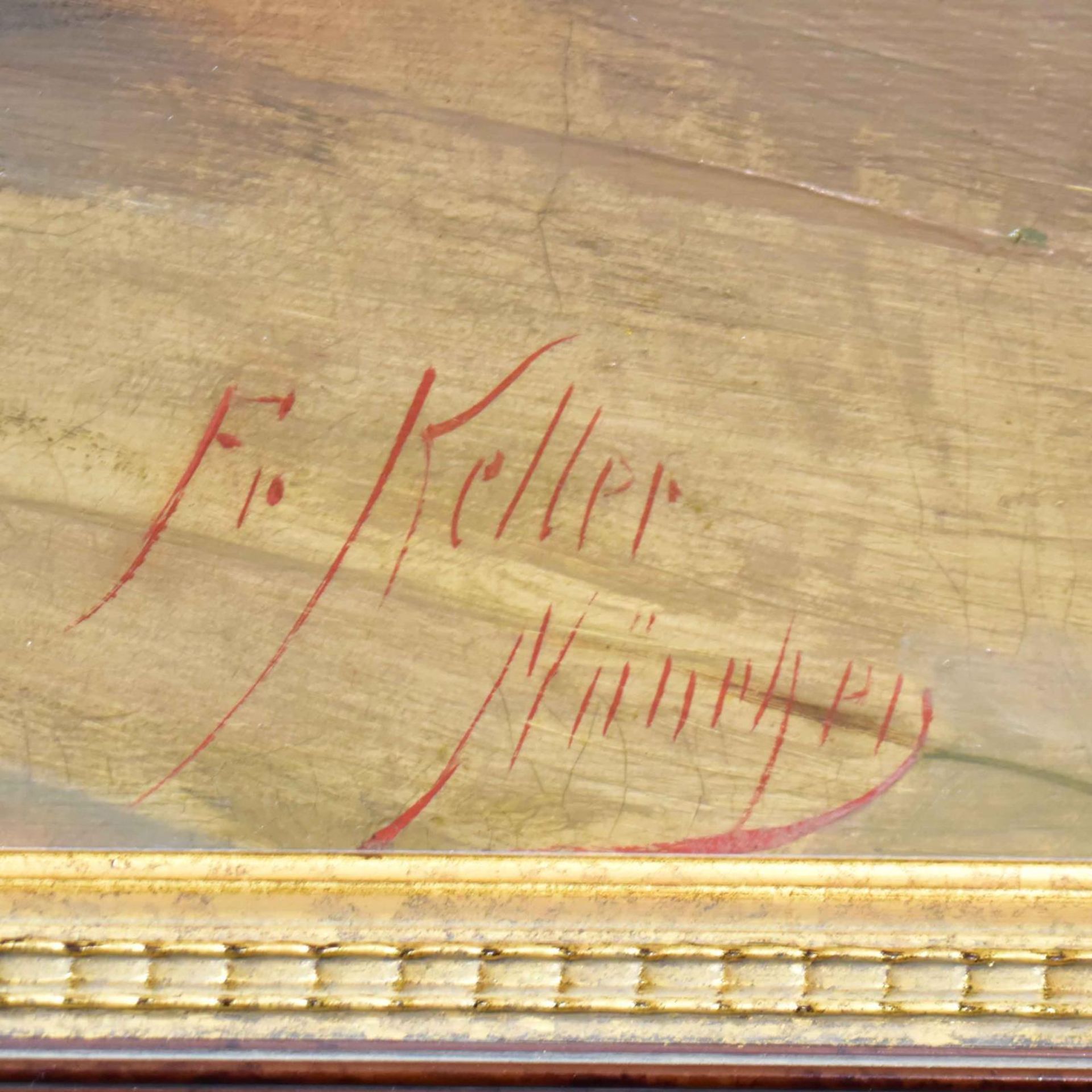 KELLER, FRIEDRICH VON. Vagabunden in der Stehkneipe. Öl/Leinwand. - Bild 2 aus 3