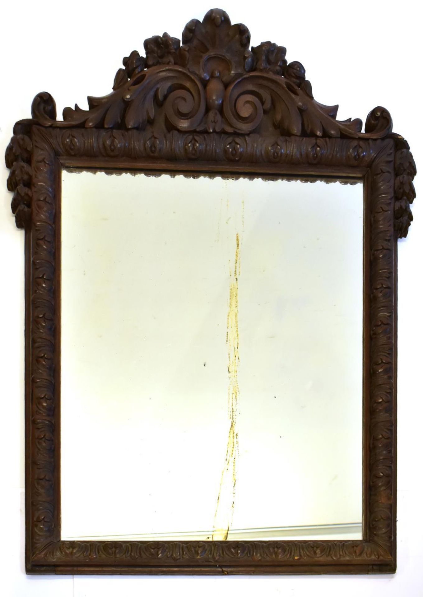 Großer Spiegel. 19./20. Jh., Barockstil | Eiche (?), gebeitzt, geschnitzt.