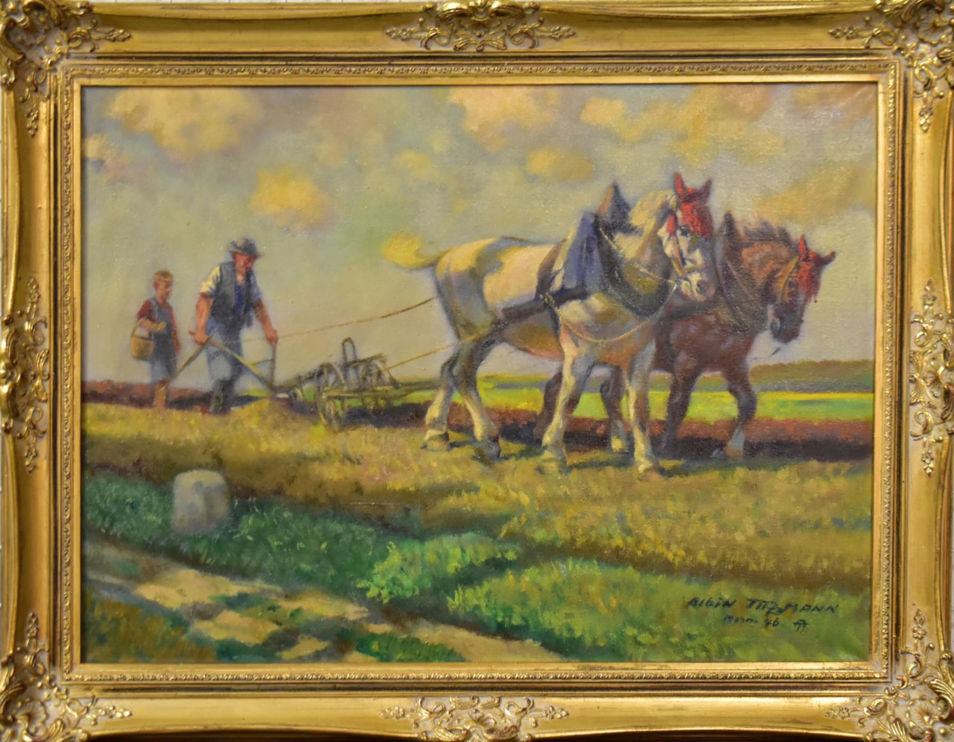 TIPPMANN, ALBIN. Pflügender Bauer. Öl/Leinwand.