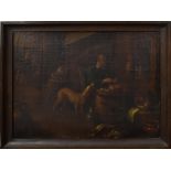 NIEDERLANDE (WOHL). Mann mit Hund. Öl/Leinwand.