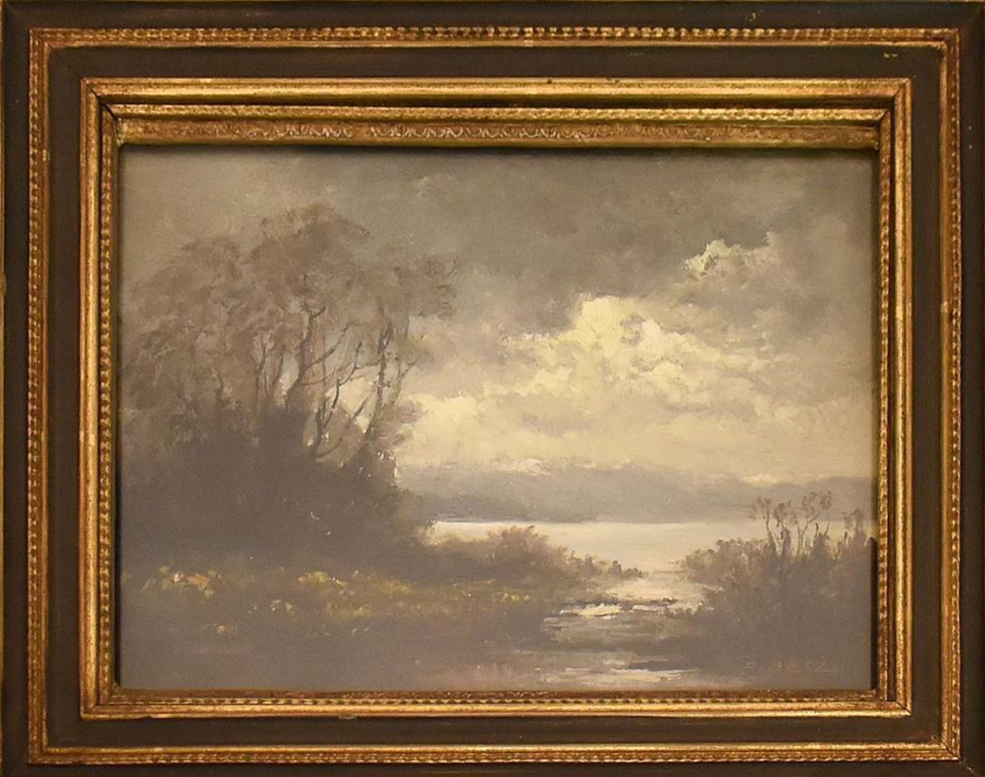 BETZ, ANOR (WOHL). Seeufer. Öl/Hartfaserplatte.